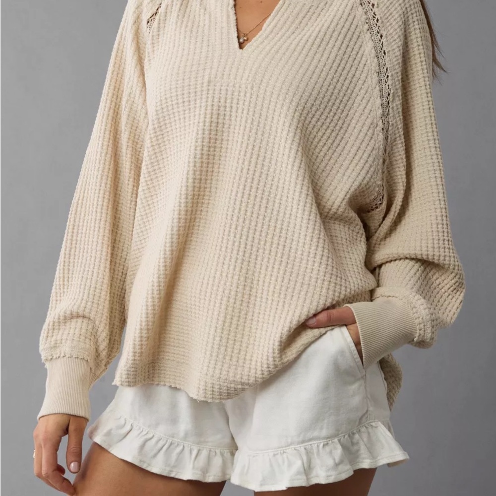 Cream Waffle Knit Sweater